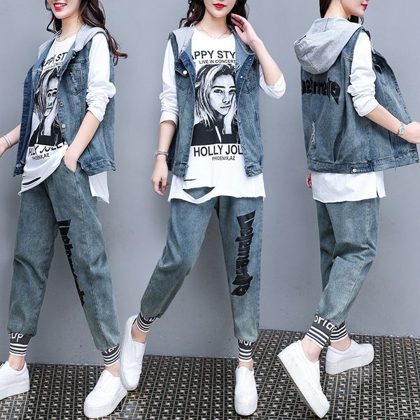 large women's three jeans setpants suit pants suitpiece suit fall winter 2020 new slim fashion sweater casual small foot capris jeans s, Gray
large women's three jeans setpants suit pants suitpiece suit fall winter 2020 new slim fashion sweater casual small foot capris jeans s, Gray