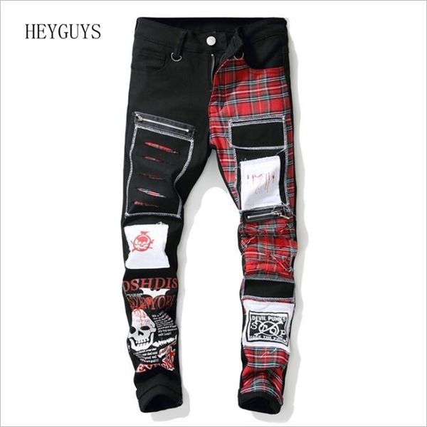 nagri 2020 new men's skull printed scottish plaid patchwork jeans trendy patches design black ripped distressed denim long pants 201118, Blue
nagri 2020 new men's skull printed scottish plaid patchwork jeans trendy patches design black ripped distressed denim long pants 201118, Blue