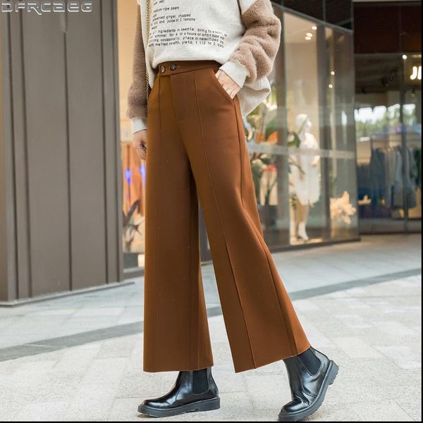 loose straight woman pants 2020 korean style winter woolen ladies trousers high waist wide leg pants women brown or black beige, Black;white
loose straight woman pants 2020 korean style winter woolen ladies trousers high waist wide leg pants women brown or black beige, Black;white
