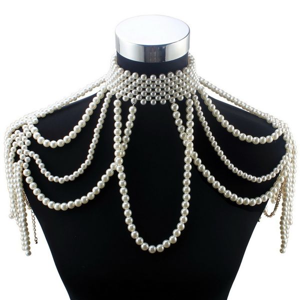 florosy long bead chain chunky simulated pearl necklace body jewelry for women costume choker pendant statement necklace new t200113, Silver
florosy long bead chain chunky simulated pearl necklace body jewelry for women costume choker pendant statement necklace new t200113, Silver