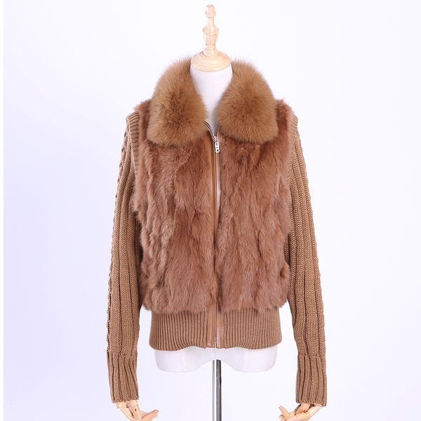 women's winter coat fur jacket warm rabbit fur mink long fur ladies clothing collar knitting sleeve casual short outwear slim 201209, Black
women's winter coat fur jacket warm rabbit fur mink long fur ladies clothing collar knitting sleeve casual short outwear slim 201209, Black