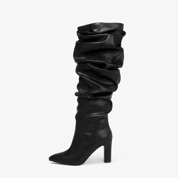 autumn and winter european and american style high heel pointed sleeve fashion high boots pleated women's boots plus size34-45, Black
autumn and winter european and american style high heel pointed sleeve fashion high boots pleated women's boots plus size34-45, Black