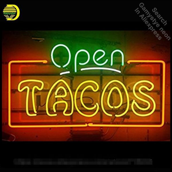 Open Tacos Neon Sign Bear Neon Bulb Sign Neon Lights For Beer Pub Real Glass Tube Handcrafted Iconic Sign Display Light Up Lamps