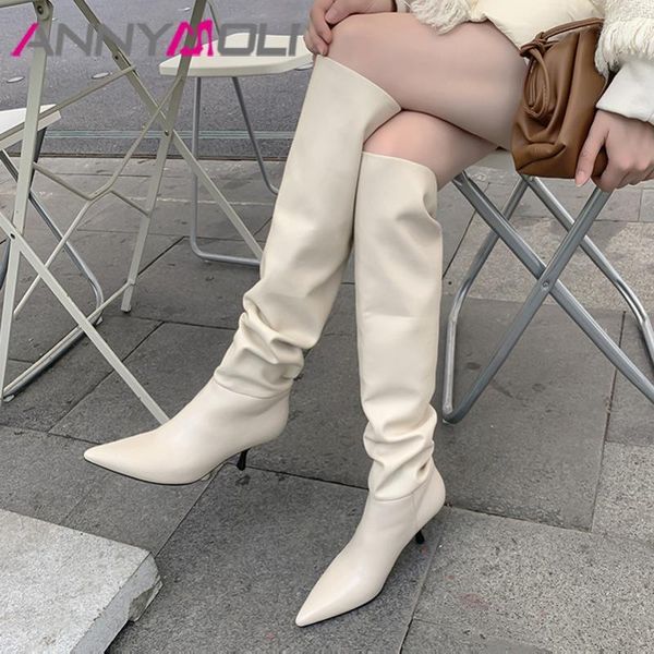 annymoli pointed toe knee high boots real leather woman boots high heel long thin heel female shoes autumn winter white 431, Black
annymoli pointed toe knee high boots real leather woman boots high heel long thin heel female shoes autumn winter white 431, Black