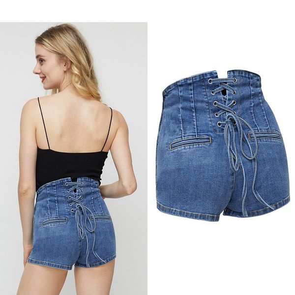 2020 bind new temperament high women's brim accept waist and buttock fine denim female shorts warm pants xp07, White;black