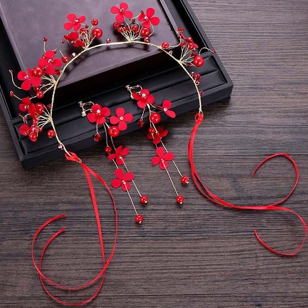 chinese wedding hair accessories bridal jewelry set red pearl flower women girl headpiece noiva tiara crown and earring set bh, Silver
chinese wedding hair accessories bridal jewelry set red pearl flower women girl headpiece noiva tiara crown and earring set bh, Silver