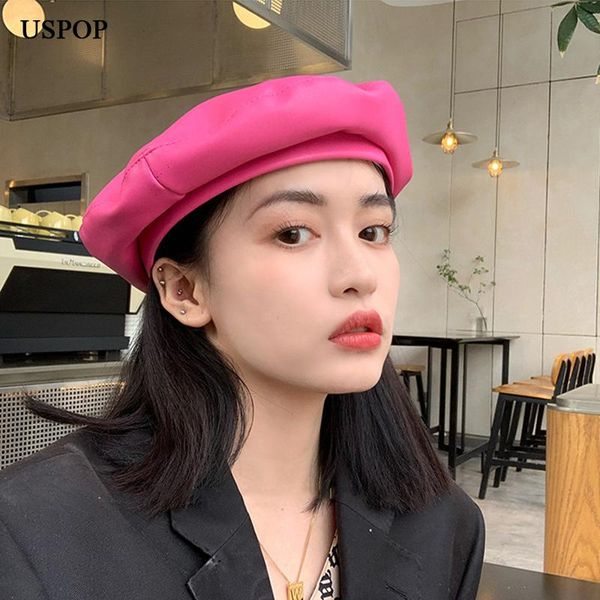berets uspop autumn winter hats women solid color pu leather beret hat rose red, Blue;gray
berets uspop autumn winter hats women solid color pu leather beret hat rose red, Blue;gray
