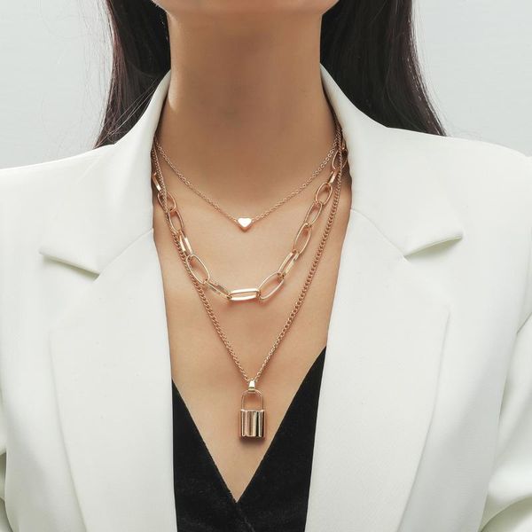 chokers vintage multi layer love heart choker necklace collar statement alloy lock pendant long chain women jewelry, Golden;silver
chokers vintage multi layer love heart choker necklace collar statement alloy lock pendant long chain women jewelry, Golden;silver