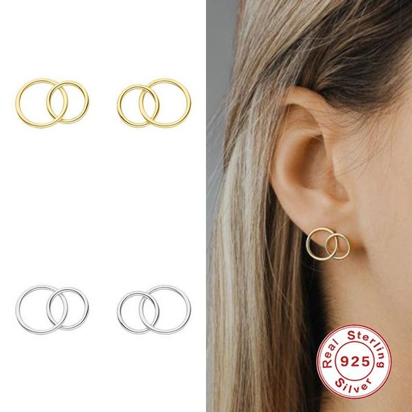 real 100% s925 sterling silver european punk two circel hoop earrings for women girls ladies fine jewerly small bijoux femme, Golden;silver
real 100% s925 sterling silver european punk two circel hoop earrings for women girls ladies fine jewerly small bijoux femme, Golden;silver