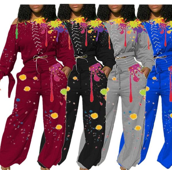 women splash ink tracksuit graffiti streetwear wide legs pant outfit casual long sleeve off shoulder t-shirt trousers suit d102806, Gray
women splash ink tracksuit graffiti streetwear wide legs pant outfit casual long sleeve off shoulder t-shirt trousers suit d102806, Gray