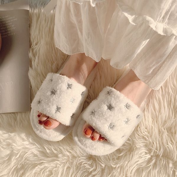 embroidery star soft womens home slippers fluffy winter plush slippers warm fuzzy house slippers for women faux fur slides shoes y201026, Black
embroidery star soft womens home slippers fluffy winter plush slippers warm fuzzy house slippers for women faux fur slides shoes y201026, Black