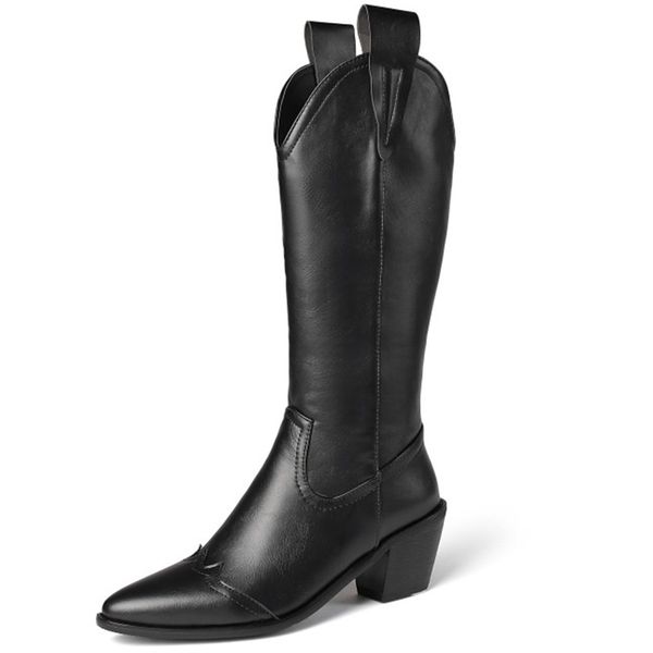 2021 new pu leather knee square high heel concise women shoes autumn winter pointed toe long boots size34-43 h7r0, Black
2021 new pu leather knee square high heel concise women shoes autumn winter pointed toe long boots size34-43 h7r0, Black