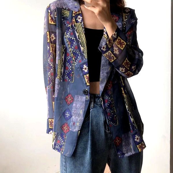 summer thin coat elegant blazer feminino women floral print long sleeve blazer notched collar coat female outerwear lj201021, White;black
summer thin coat elegant blazer feminino women floral print long sleeve blazer notched collar coat female outerwear lj201021, White;black