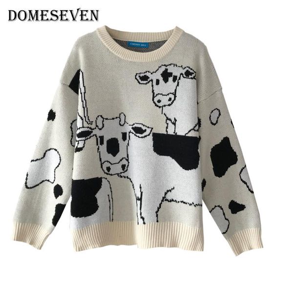 vintage korean harajuku women's sweaters casual loose lazy cow sweater female japanese kawaii cute ulzzang clothing for women, White;black
vintage korean harajuku women's sweaters casual loose lazy cow sweater female japanese kawaii cute ulzzang clothing for women, White;black