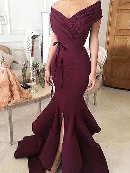 mermaid / trumpet grap engagement formal evening dress off the shoulder tiered split satin with ruffles prom party gown robe de soiree 2022, Black;red
mermaid / trumpet grap engagement formal evening dress off the shoulder tiered split satin with ruffles prom party gown robe de soiree 2022, Black;red