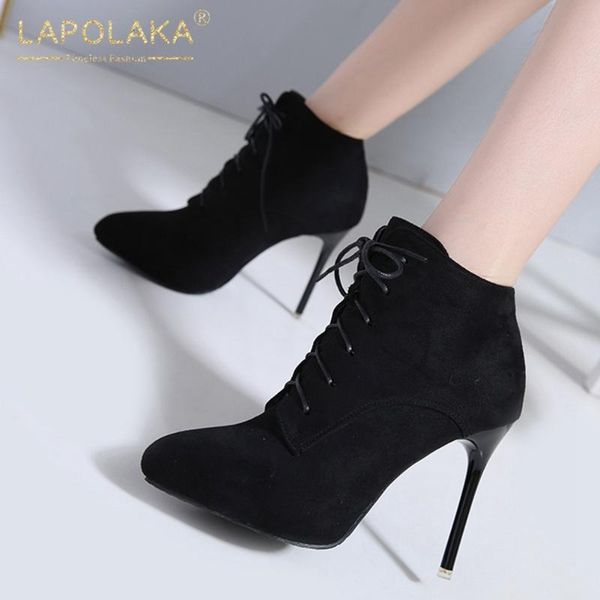 boots lapolaka 2021 design lace up ankle woman shoes thin high heels zip party fetish ladies female, Black
boots lapolaka 2021 design lace up ankle woman shoes thin high heels zip party fetish ladies female, Black
