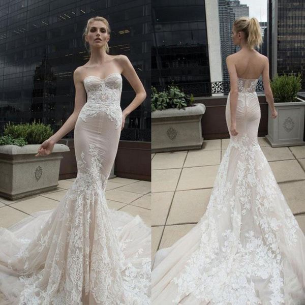 inbal dror illusion mermaid wedding dresses lace applique strapless bridal gowns slim fit zipper back wedding dress robes de mariée, White
inbal dror illusion mermaid wedding dresses lace applique strapless bridal gowns slim fit zipper back wedding dress robes de mariée, White