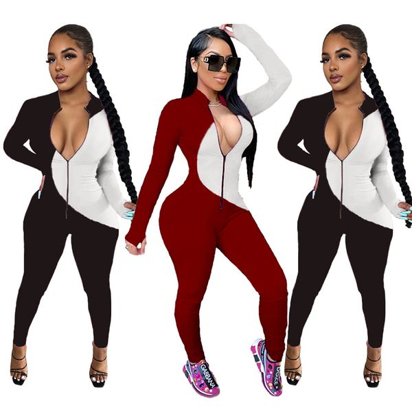 gym clothing women fashion color block jumpsuit stylish long sleeve zipper sport clothes for ladies, White;black
gym clothing women fashion color block jumpsuit stylish long sleeve zipper sport clothes for ladies, White;black