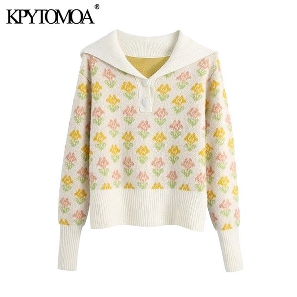 kpytomoa women fashion with button floral print knitted sweater vintage lapel collar long sleeve female pullovers chic 201221, White;black
kpytomoa women fashion with button floral print knitted sweater vintage lapel collar long sleeve female pullovers chic 201221, White;black