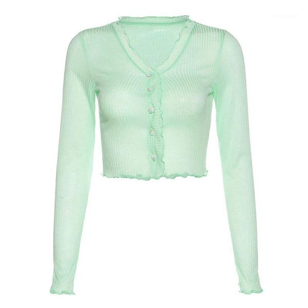 women's t-shirt women long sleeve ruffles sheer mesh buttons ribbed slim crop 517d1, White
women's t-shirt women long sleeve ruffles sheer mesh buttons ribbed slim crop 517d1, White
