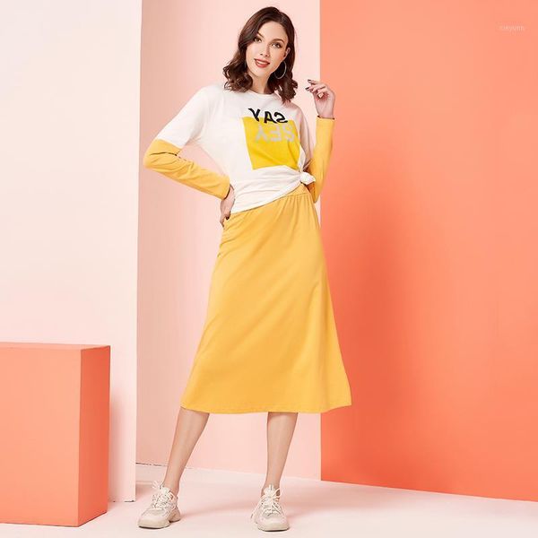 womens suit sweet letter print long sleeve solid color aline midi skirt set summer1, White
womens suit sweet letter print long sleeve solid color aline midi skirt set summer1, White