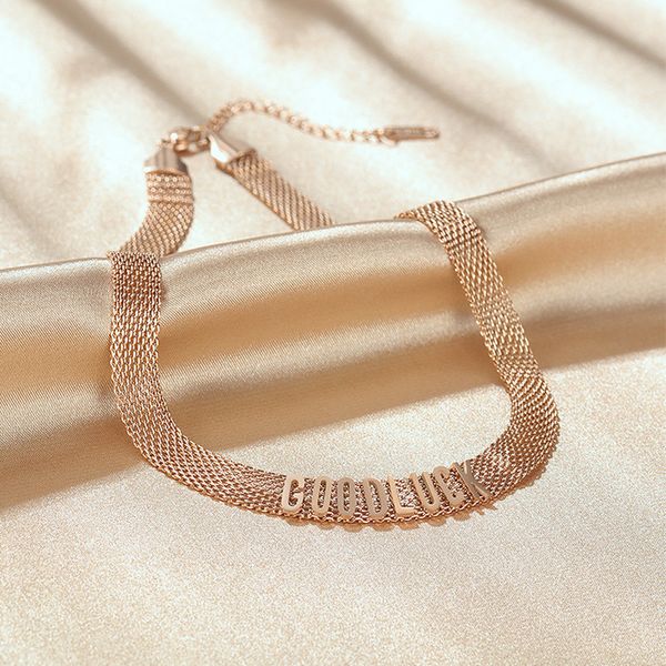 good luck letter necklace stainless steel choker necklaces for women girls rose gold color chain fashion jewelry gift wholesale, Golden;silver
good luck letter necklace stainless steel choker necklaces for women girls rose gold color chain fashion jewelry gift wholesale, Golden;silver