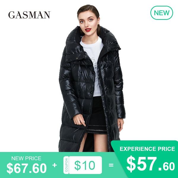 gasman 2020 women's winter jacket hooded long warm parka women's coat outwear female fashion puffer down jacket 006, Black