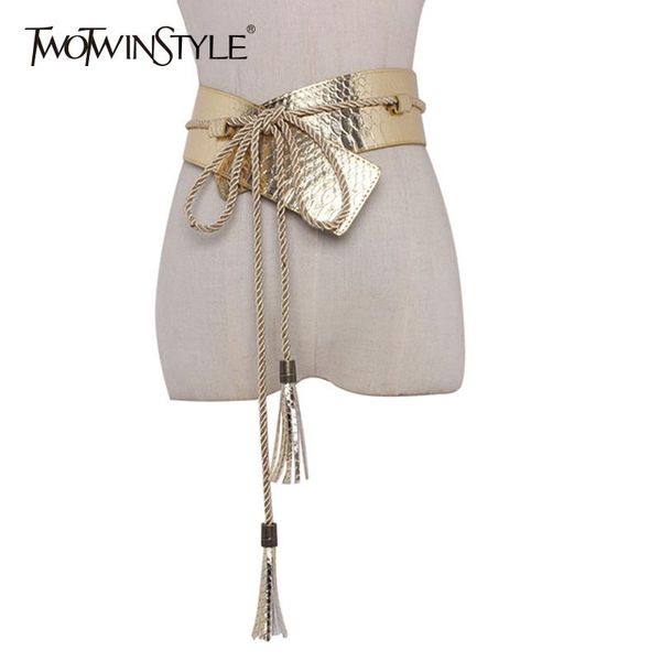 twotwinstyle pu leather wide belt for women snakeskin tassel lace up female belts 2020 spring cummerbund fashion new, Black;brown
twotwinstyle pu leather wide belt for women snakeskin tassel lace up female belts 2020 spring cummerbund fashion new, Black;brown