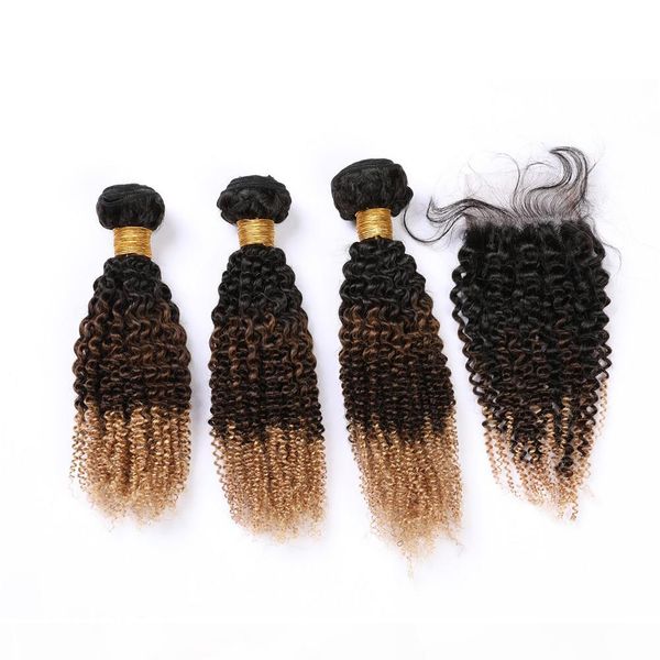 # 1b 4 27 ombre kinky завитые пучки волос с кружевом закрытие 4x4 черный коричневый honey blonde 3tone ombre индийского человеческих волос w, Black
# 1b 4 27 ombre kinky завитые пучки волос с кружевом закрытие 4x4 черный коричневый honey blonde 3tone ombre индийского человеческих волос w, Black