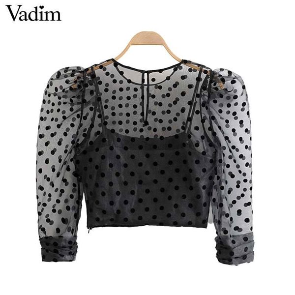 vadim women fashion organza polka dots blouse puff sleeve see through shirt female casual stylish chic crop blusas lb645 y200422, White
vadim women fashion organza polka dots blouse puff sleeve see through shirt female casual stylish chic crop blusas lb645 y200422, White