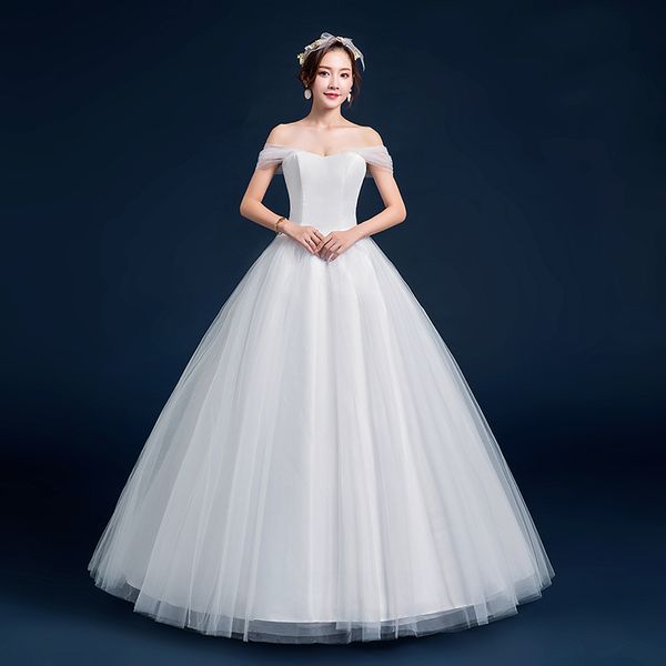 off shoulder tulle simple wedding dress 2021 in stock floor length wedding gowns ivory bridal dresses, White
off shoulder tulle simple wedding dress 2021 in stock floor length wedding gowns ivory bridal dresses, White