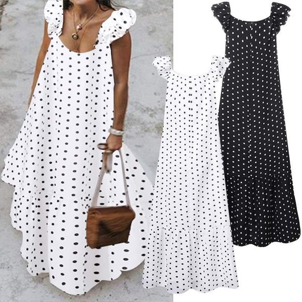 plus size polka dot printed robe women's ruffle sundress zanzea 2020 elegant summer dress female sleeveless maxi vesidos s-5xl1, Black;gray
plus size polka dot printed robe women's ruffle sundress zanzea 2020 elegant summer dress female sleeveless maxi vesidos s-5xl1, Black;gray