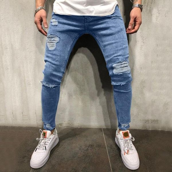 2020 straight destroyed jeans brand slim casual ripped jeans homme retro men's denim trousers solid denim trouser distressed1, Blue
2020 straight destroyed jeans brand slim casual ripped jeans homme retro men's denim trousers solid denim trouser distressed1, Blue