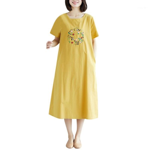 ostrich women o-neck short sleeve cotton and linen loose embroidery dress ladies summer short sleeve fashion dress 02251, Black;gray
ostrich women o-neck short sleeve cotton and linen loose embroidery dress ladies summer short sleeve fashion dress 02251, Black;gray