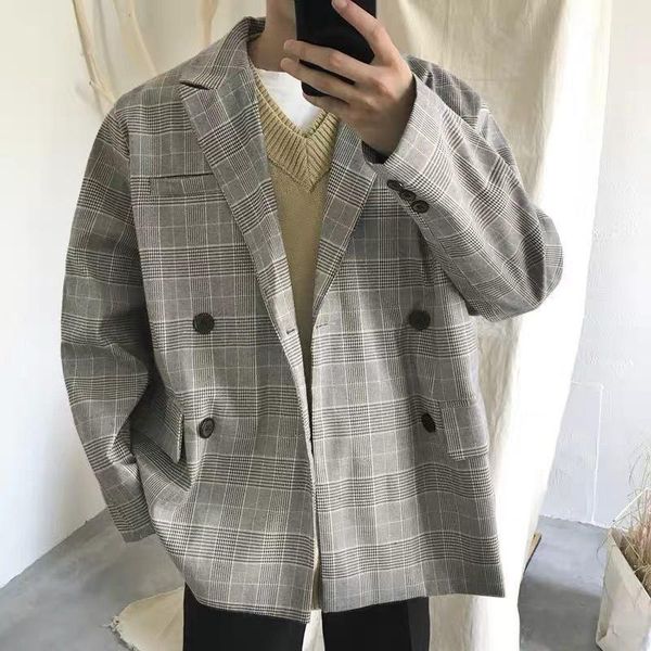 autumn plaid blazer men's fashion retro casual dress jacket men streetwear wild loose korean suit jackets mens s-xl1, White;black
autumn plaid blazer men's fashion retro casual dress jacket men streetwear wild loose korean suit jackets mens s-xl1, White;black