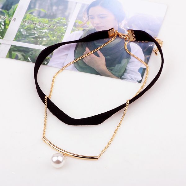 korean style korean style microfiber neck collar collar short clavicle necklace women's korean velvet pearl double-layer necklace, Silver
korean style korean style microfiber neck collar collar short clavicle necklace women's korean velvet pearl double-layer necklace, Silver