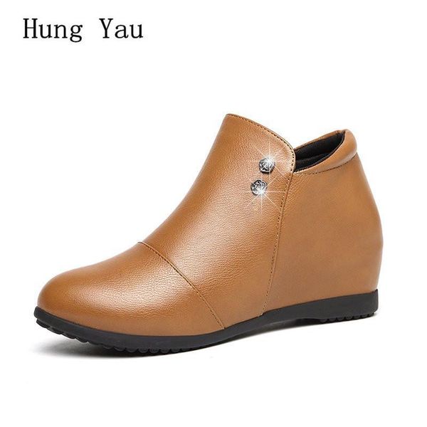 women ankle boots height increasing autumn female casual shoes flats fashion platform zip work outdoor comfortable, Black
women ankle boots height increasing autumn female casual shoes flats fashion platform zip work outdoor comfortable, Black
