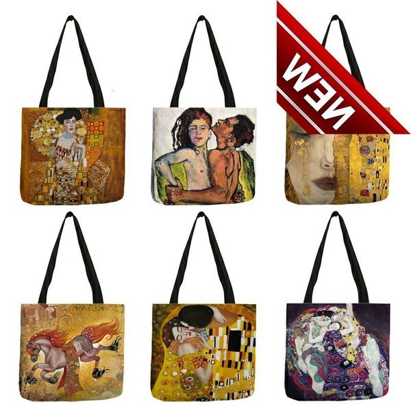 customized oil painting tears linen cloth tote bags for women gustav klimt ladise fashion handbag large capacity shopping totes
customized oil painting tears linen cloth tote bags for women gustav klimt ladise fashion handbag large capacity shopping totes