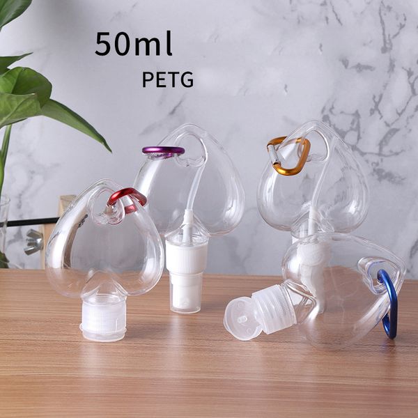 empty love heart plastic alcohol refillable bottle 50ml clear transparent pet hand sanitizer bottles with key ring hook easy to carry
empty love heart plastic alcohol refillable bottle 50ml clear transparent pet hand sanitizer bottles with key ring hook easy to carry