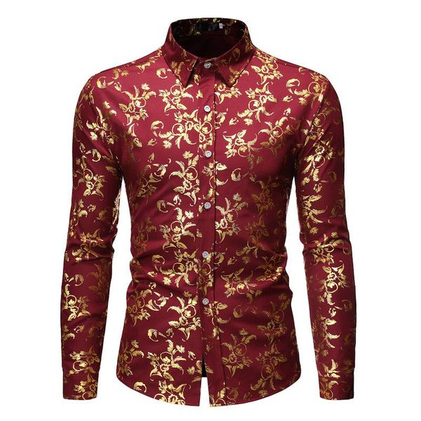 men's casual shirts gold floral bronzing luxury design wedding shirt slim fit long sleeve button down party club male chemise homme xl, White;black
men's casual shirts gold floral bronzing luxury design wedding shirt slim fit long sleeve button down party club male chemise homme xl, White;black