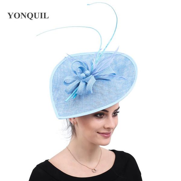 light blue big fascinators hat wedding womens elegnat headpiece vintage fashion headwear occasion formal fedora caps, Blue;gray
light blue big fascinators hat wedding womens elegnat headpiece vintage fashion headwear occasion formal fedora caps, Blue;gray