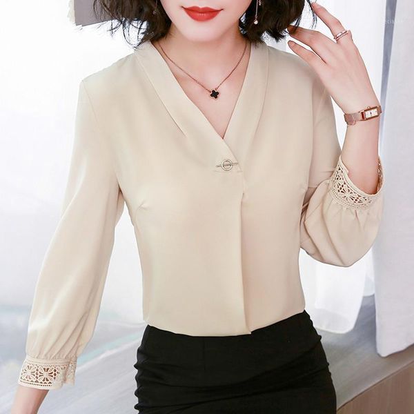 spring summer women chiffon blouse v-neck nine quarter sleeve female casual hollow out office shirts plus size1, White
spring summer women chiffon blouse v-neck nine quarter sleeve female casual hollow out office shirts plus size1, White