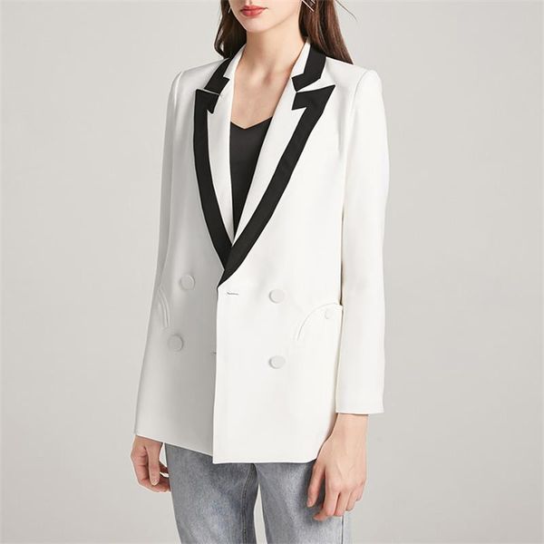 elegant blazer feminino 2020 new fashion designer blazer women's double breasted ribbon outerwear jacket npb012s, White;black
elegant blazer feminino 2020 new fashion designer blazer women's double breasted ribbon outerwear jacket npb012s, White;black