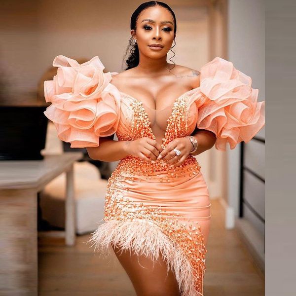asymmetrical mermaid prom dress for black girls pearls feather off the shoulder puffy ruffles sleeves plus size evening dress
asymmetrical mermaid prom dress for black girls pearls feather off the shoulder puffy ruffles sleeves plus size evening dress