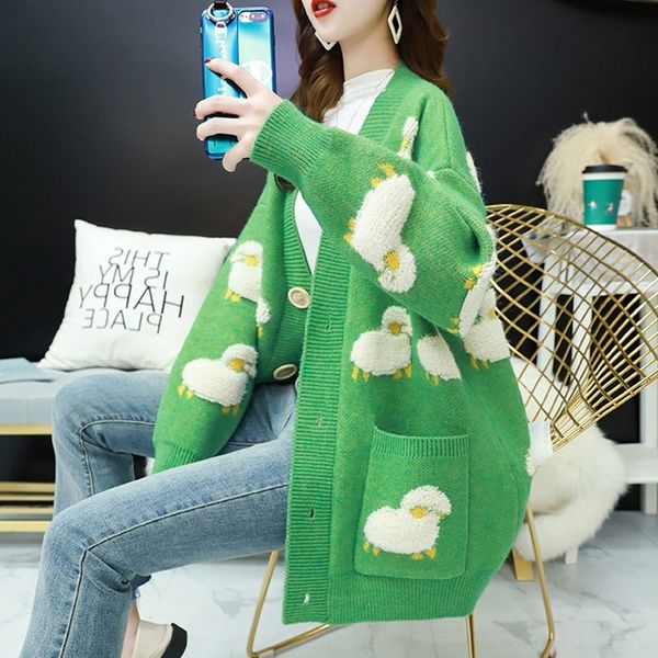 wdji7 version sweater is loose and thick sweater jacket jacketautumn and winter 2020 new cardigan women's lazy cartoon lamb korean jack, White;black
wdji7 version sweater is loose and thick sweater jacket jacketautumn and winter 2020 new cardigan women's lazy cartoon lamb korean jack, White;black