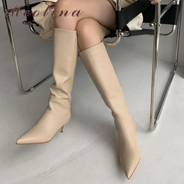 boots meotina pleated real leather high heel knee women pointed toe stiletto heels fashion shoes slip on long, Black
boots meotina pleated real leather high heel knee women pointed toe stiletto heels fashion shoes slip on long, Black
