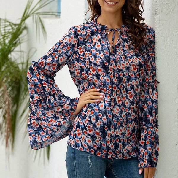 2021 spring autumn v-neck bandage digital print flared sleeve loose chiffon shirt femme plus sizes tees, White
2021 spring autumn v-neck bandage digital print flared sleeve loose chiffon shirt femme plus sizes tees, White