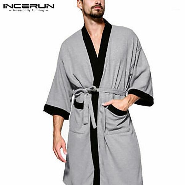 men robes sleepwear patchwork homewear 3/4 sleeve leisure kimono bathrobes lace up comfortable loose men nightgown 5xl incerun1, Black;brown
men robes sleepwear patchwork homewear 3/4 sleeve leisure kimono bathrobes lace up comfortable loose men nightgown 5xl incerun1, Black;brown