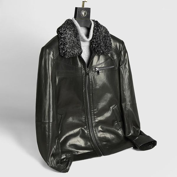 2020 new genuine leather jacket men winter goatskin leather coat wool collar men's down jackets slim s9xjpr002 kj35151, Black
2020 new genuine leather jacket men winter goatskin leather coat wool collar men's down jackets slim s9xjpr002 kj35151, Black