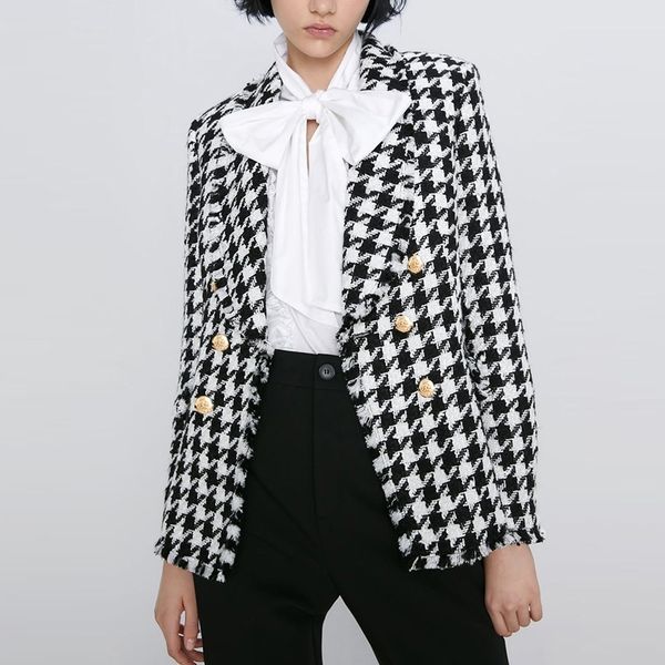 vintage double breasted houndstooth tweed blazers coat women fashion tassel plaid ladies outerwear casual casaco femme 201102, White;black
vintage double breasted houndstooth tweed blazers coat women fashion tassel plaid ladies outerwear casual casaco femme 201102, White;black